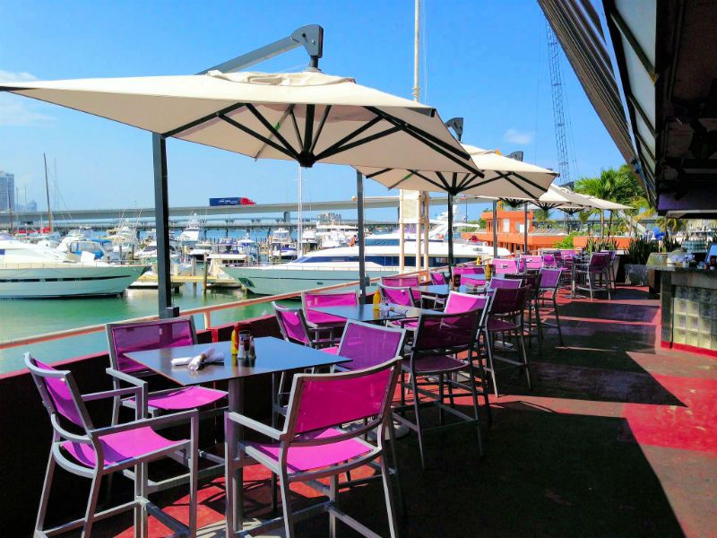 Umbrellas installed by Miami Awning Co
