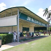 Driving Range Canopy w/ Rolldown Curtains roller-curtains-on-canopy-recreational-sports-miami-awning